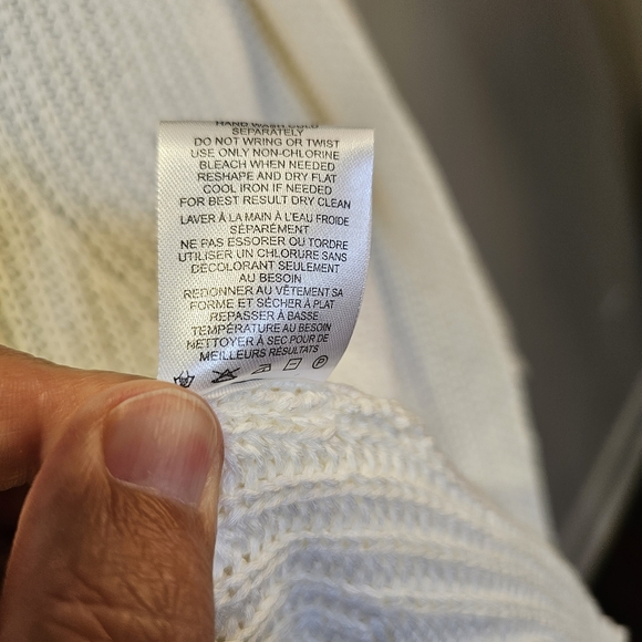 👍Pink Rose white dropped shoulder long sleeve knit sweater cardigan S US - Picture 8 of 8